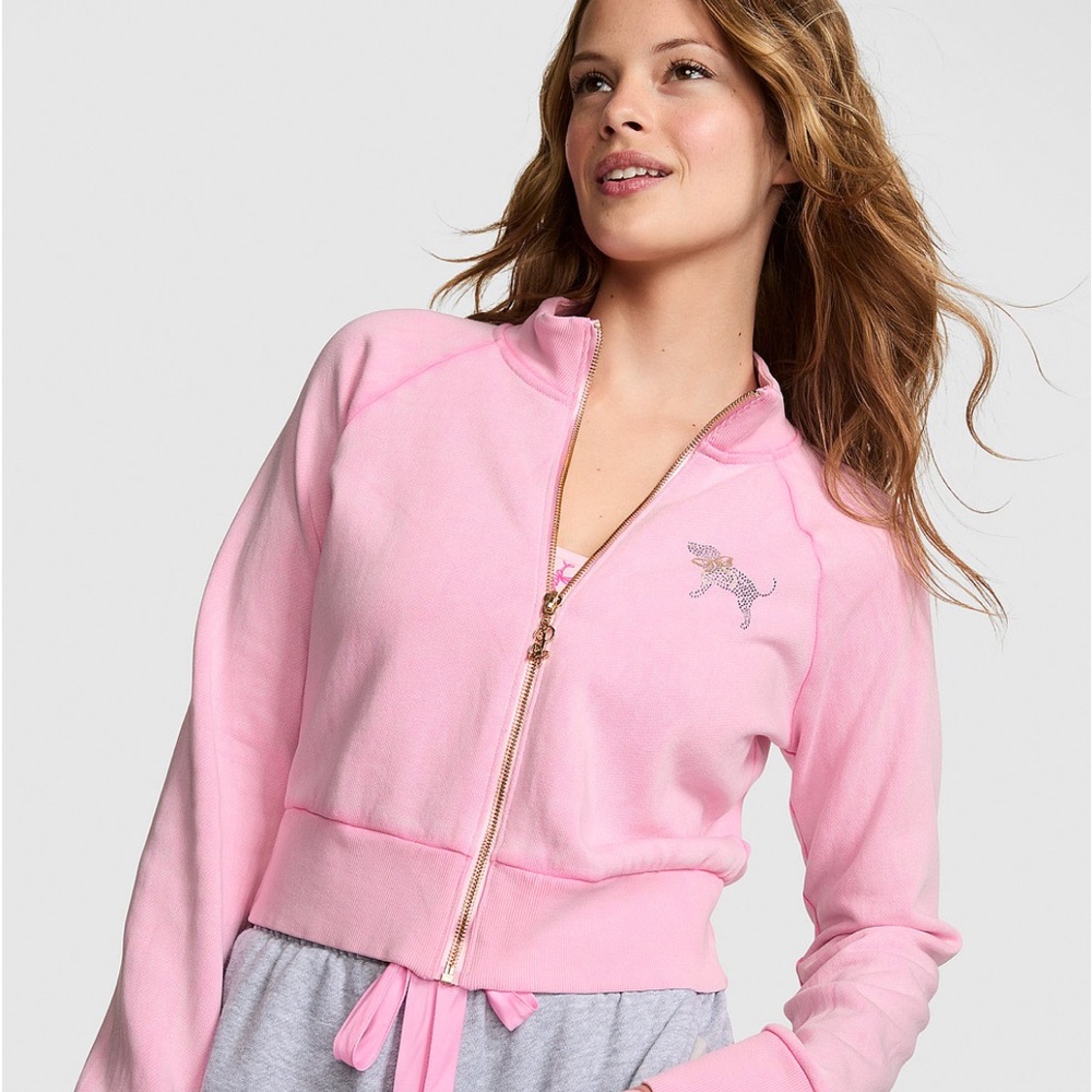 Pink x LoveShackFancy ReissuedFull Zip-Up Sweatshirt hoodie Jacket